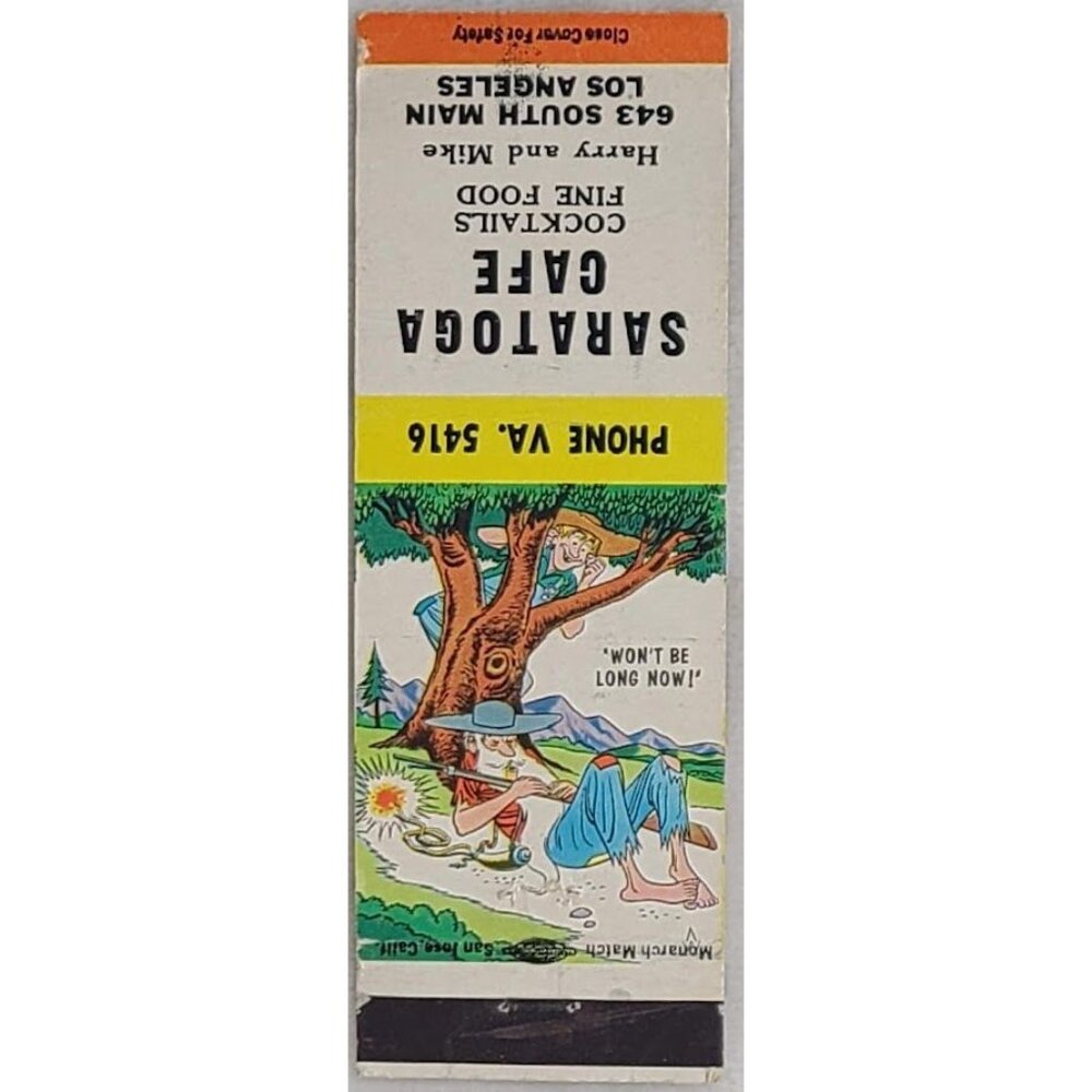 FS Matchbook Cover Saratoga Cafe Los Angeles CA California Hillbilly Cartoon - Picture 2 of 4